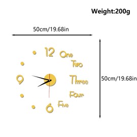 astylishome Wall Clocks for Living Room Large DIY Frameless Stick on Walls Clocks Modern 50 x 50 CM Decoration Stickers for Indoor Home Bedroom Kitchen Office 2102