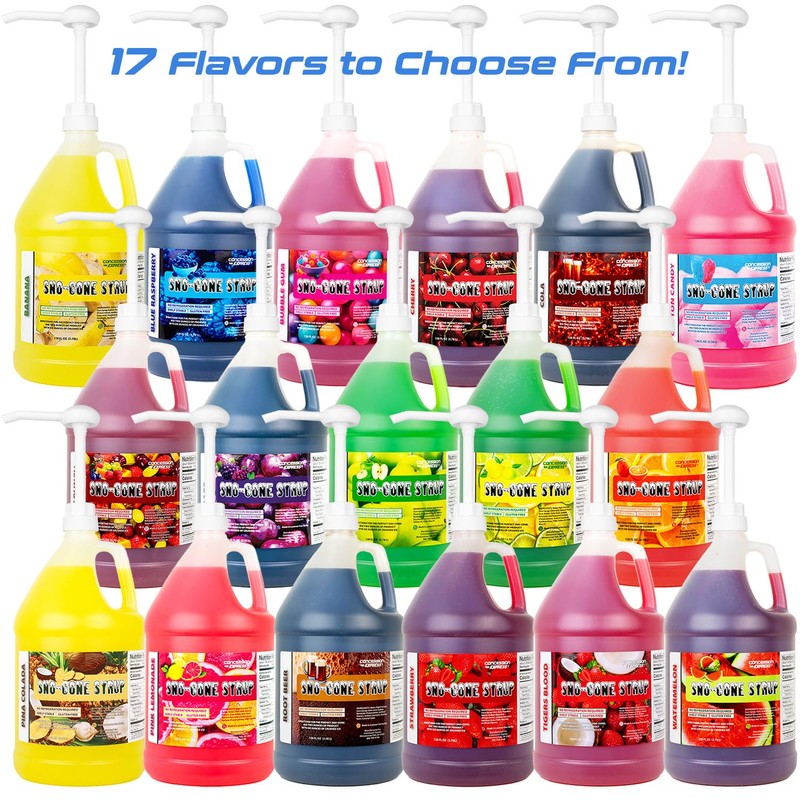 Mix & Match Sno-Cone Syrup with Pumps-Loads Of Flavors! (Two