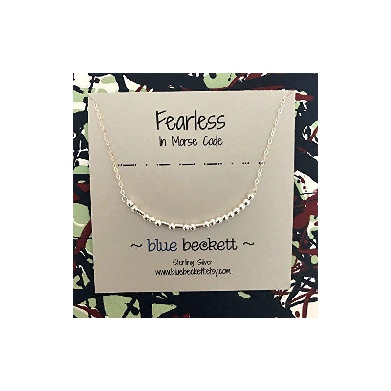 Morse Code FEARLESS Necklace - Sterling Silver or Gold Filled