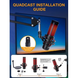 QuadCast Boom Arm, Mic Arm Microphone Arm for Blue Yeti HyperX QuadCast SoloCast Fifine AM8 and Most Mic, Mic Stand Desk with 3/8" to 5/8" Adapter by SUNMON