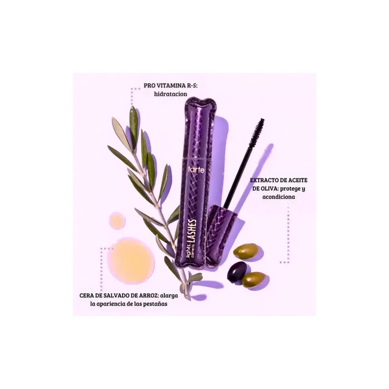 Máscara de Pestañas Tarte Lights, Camera, Lashes Negro para Volúmen