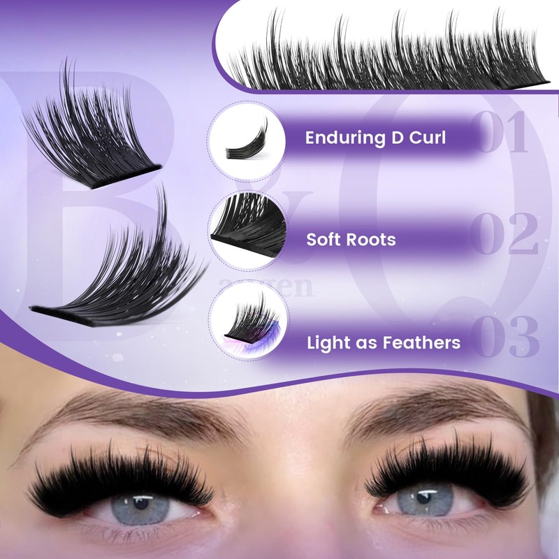 B&Q Wispy Lash Clusters Kit with Spikes Anime Manga Lashes