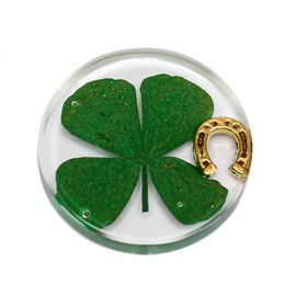 Real Four Leaf Clover Good Luck Pocket Token, Preserved, 1.25” (CLOVER03)