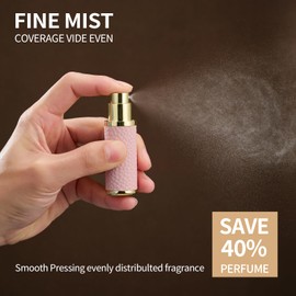 Sinyutia Portable Mini Perfume Refillable Bottle, 5ml Leather Material Travel Atomizador, Fine Mist Refillable Cologne Dispenser Sprayer, With Funnel And Perfume Diffuser Tool For Women&Men (Pink)