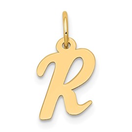 Auriga Fine Jewelry 14k Yellow Gold Small Script Letter R Initial Charm Gift for Women
