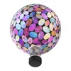 Alpine Corporation Outdoor Solar Powered Pink Glass Mosaic Gazing Globe