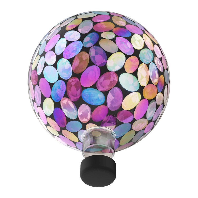 Alpine Corporation Outdoor Solar Powered Pink Glass Mosaic Gazing Globe