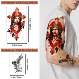 AIMHLK 56 Sheets Temporary Tattoo for Adults, 11 Sheets Large Skull Flower Crown Fake Tattoo Sticker, 45 Sheets Tiny Waterproof Tattoo for man women, Black