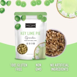 Safe + Fair Key Lime Pie Granola – Gluten-Free, Dairy-Free & Vegan Snack – Allergen-Free, Non-GMO, and No Artificial Ingredients - 12oz
