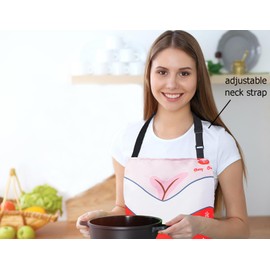 XIEJINJIA 2 Pack Water Resistant Santa Anime Christmas Aprons Wife Husband Funny Xmas Adjustable Long Ties with 2 Pockets Kitchen Cooking Christmas Party Gift Apron BBQ Chef for Men Women