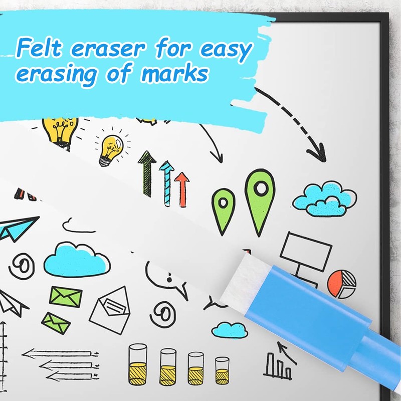 HRLORK 10pcs Mini Whiteboard Pens 9 Colours Magnetic Erasable Markers