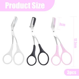 Fc'Noqgn 3 Stück Augenbrauentrimmer, Augenbrauenrasierer Professioneller Präzisions-Augenbrauentrimmer, Schere mit Kamm Augenbrauentrimmer für Männer Frauen (Schwarz/Weiß/Pink)