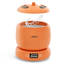 JEDIA Ultrasonic Retainer Cleaner – Fall Thanksgiving Gift Idea | Denture Cleaner Machine with 4 Modes, 45kHz Sonic Cleaning for Mouth Guard, Jewelry, Braces & Removable 180 ML Tank – Orange