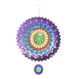 TFANUO 3D Mandala Wind Chime 30 cm Stainless Steel Hanging Wind Spinner Metal Art Kinetic Decor Garden Outdoor Decorations