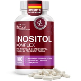 He-Ju Inositol Complex 180 Vegan Capsules, Myo & D-Chiro Inositol 40:1 with Folic Acid, Vitamin B6 & Chrome, 60 Day Supply