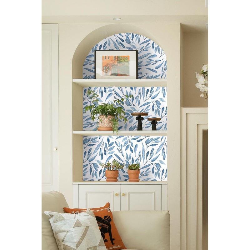 Self Adhesive Drawer Liner Shelf Blue Contact Paper 17.3in x16.4ft