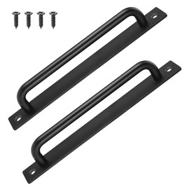 Hejo 2PCS Sliding Barn Door Handles, Durable Aluminium Alloy Sliding Door Pull Handles, Heavy Duty Black Sliding Pull Handles for Shed Door, Balcony Door, Kitchen Cabinet