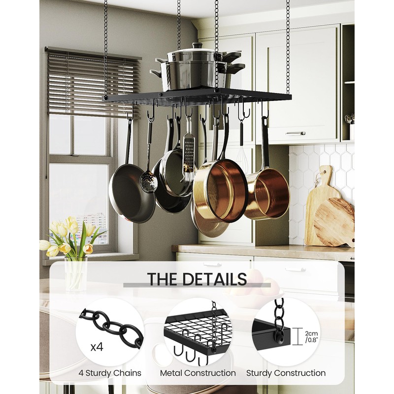 CHOEZON Hanging Pot Rack, Ceiling Mounted Pot Hanger for Kitchen,