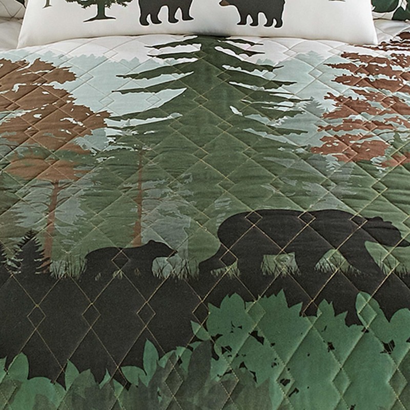 Black Forest Décor Pine Grove Bears Quilt Bed Set -