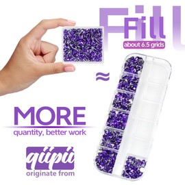 qiipii Dark Purple Crystal Resin Rhinestones for Crafting 3mm 4mm 5mm Deep Purple Flatback Stones Non-Hotfix Diamonds Crystals Gems Charms for Nails Face Eyes Makeup Body Tumblers Bottles DIY Crafts