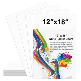10 Pcs 12" x 18" Poster Board White Poster Board Paper Bulk 250 GSM Thickness Vision Boards Smart Poster Board for Drawing School Arts Craft Projects Presentations Scrapbooking Blank Graphic Display