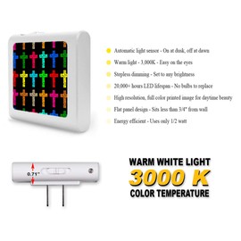 Plug in Dimmable LED Night Light with Dusk to Dawn Auto Sensor, Adjustable Brightness, Warm Light, Auto On-Off Nightlight for Bathroom, Hallway, Nursery, Bedrooms - Color Crosses
