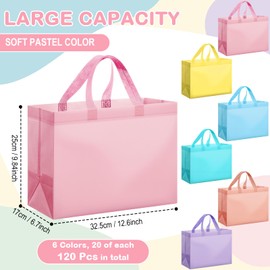 Talltalk 120 Pcs Pastel Gift Bags Bulk Reusable Colorful Non Woven Tote Bags with Handle for Shopping Grocery Party Boutiques Retail