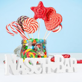 Candy Bar Sign, Lettering Wooden Candy Bar Accessories, White Candy Bar Decoration, Snackable Table Decoration for Wedding Parties Birthdays Celebrations (30 x 7 x 1.5 cm)