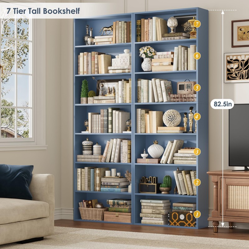 FACBOTALL 82" Tall Bookshelf, 7-Tier Open Shelves Bookcase, Freestanding Display