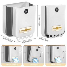 Hwtcjx Hängender Mülleimer, Mülleimer Wandmontage, Komposteimer für Küche, Faltbare Mülleimer Küche Abfalleimer Aufhängbarenzum Küchenabfalleimer für Küche/Camping/Auto/Bad/Büro/Schlafzimmer (Milchig)