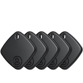 Air Tag (Black) 5-Pack, Bluetooth Tracker Work with Apple Find My (iOS Only), Key Finder and Item Locator Smart Tag with Key Ring/Lanyard, Tracker Tag for Keys/Luggage/Wallet, Replaceable Battery