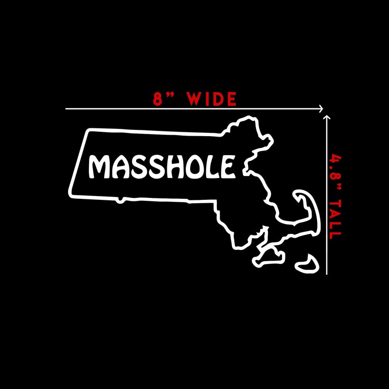 Masshole Massachusetts Sticker Decal Notebook Car Laptop 8" (White)