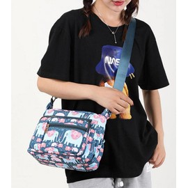 Womens Multi-Pocket Casual Crossbody Handbags, Nylon Crossbody Bag Waterproof Shoulder Bag Messenger Hobo Bag with Zipper (Elephant)