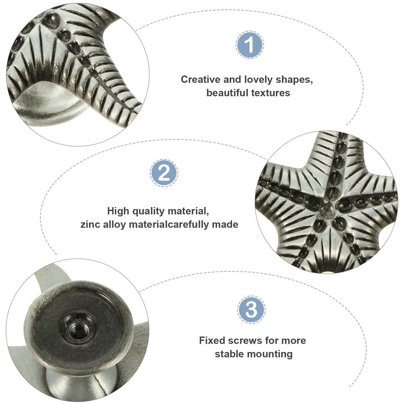 Angoily 4 PCS Sea Star Shaped Knobs, Sea Creature Drawer