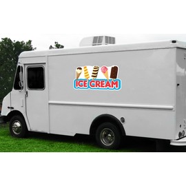 ICE Cream 2 12" Concession Decal Sign cart Trailer Stand Sticker Equipment