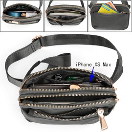 UTO-Fanny-Pack-for-Women-Belt-Bag Waterproof Nylon Fashion Slim Lightweight Waist Pack with 3 Zipper Pockets Grey CA