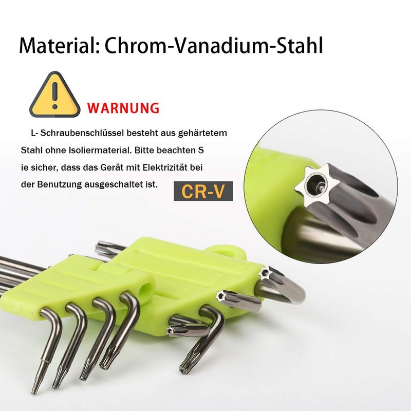 LIHAO 8x Allen Key Set Torx Key Angle Keys Star
