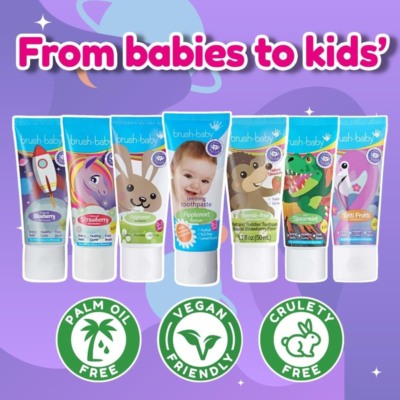 Brush-Baby Blueberry Toothpaste for Kids 3+ Years (Pack of 3