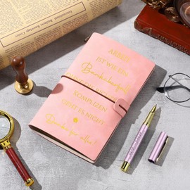 Clabby Thank You Gifts for Colleagues Inspirational Leather Notebook with Pen A6 Small Travel Diary Farewell Gift for Teachers