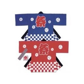 Matsuri Happi KH-20116 [With Belt & Hand Towel] Checkered Pattern, Adult Size M (Red)