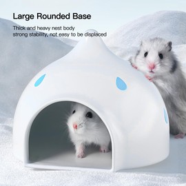 Hamster Hideout Ceramic - Hideaway House Raindrop Shape Hamster House Cool Bed Ideal for Summer Dwarf Hamster Gerbil Mice Lemmings Golden Bear