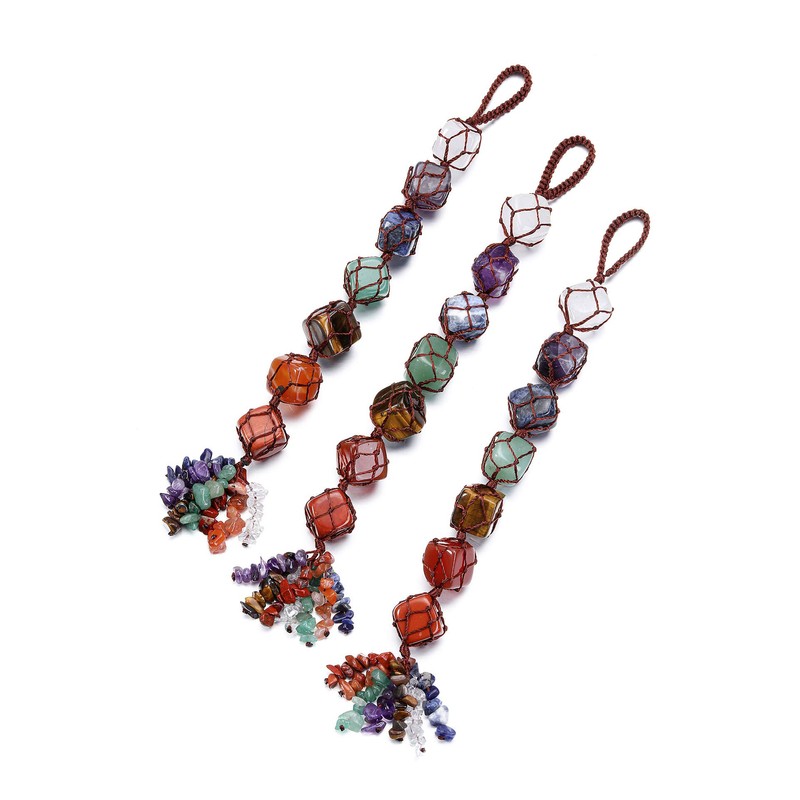 JSDDE 7 Chakra Crystal Hanging Ornament Healing Crystals Tumble Stones