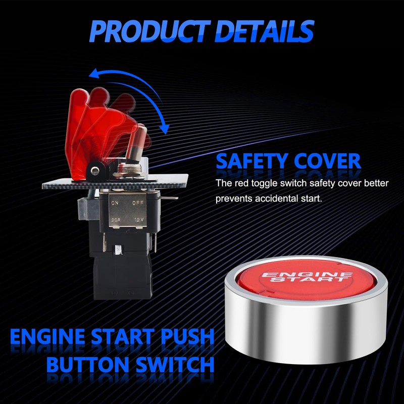 12 V Ignition Switch Panel 4 in 1 Carbon Fibre