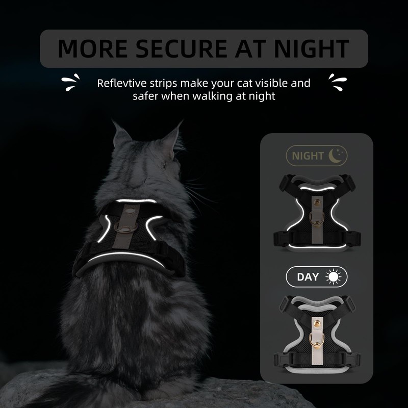 Muecleao Escape Proof Cat Harness and Leash Set, Premium Microfiber