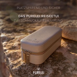 Purelei® Reiseetui für Schmuckaufbewahrung – Schmucktasche aus Kunstleder – Schmuck Organziers für deine Schmuckstücke – Schmuck Aufbewahrung für unterwegs – 16,5 x 6,5 x 5 cm