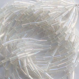 Crystal Iris Rainbow Bugle Beads Size 3 Czech Glass Full Hank Preciosa