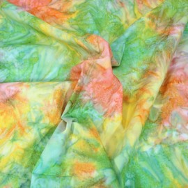 TFG 100% Cotton Bali Batik Fabric Per Metre Dress Material Quilting Crafts 112cm Wide (Orange & Green (BK410/C))