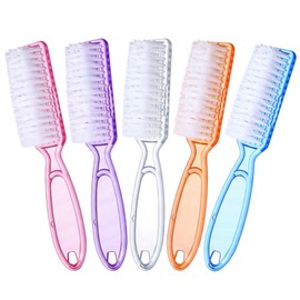 Pack of 5 Nail Cleaning Brushes with Handle, Soft Bristles, Fingernail Brush, Plastic Hand Brush with Hanging Hole, Manicure Pedicure Accessories, for Hand, Toes, Household, Garden, Salon (5 Colours)