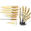Gold Knife Set，8Pcs Golden Titanium Stainless Steel Dishwasher Safe Kitchen