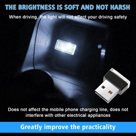 Ouzorp 2 Pcs Mini USB LED Light, Car LED Interior Lighting DC 5V Smart USB LED Atmosphere Light Laptop Keyboard Light Home Office Decoration Night Lamp,white